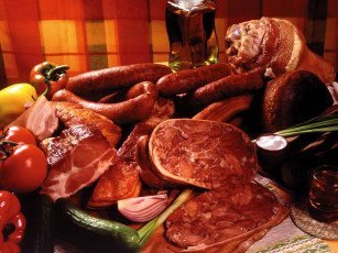 Картинка еда колбасные изделия колбаса ветчина сало рулет томаты помидоры