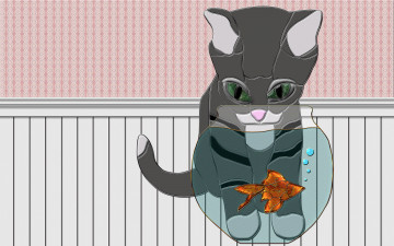 Картинка 3д графика animals животные кошка