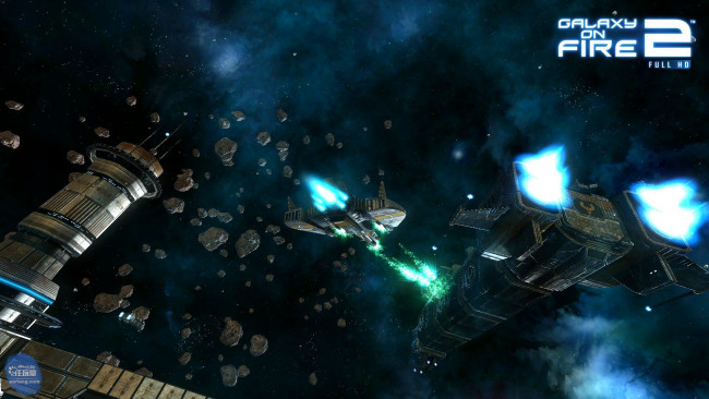 Обои картинки фото galaxy, on, fire, видео, игры, метеориты, космический, корабль