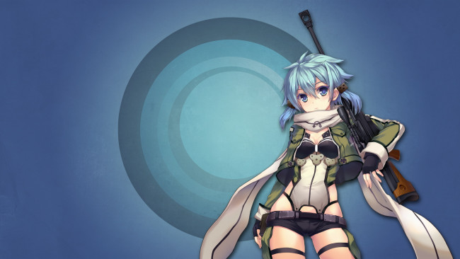 Обои картинки фото sword, art, online, аниме, shinon, девушка, оружие, shino, asada