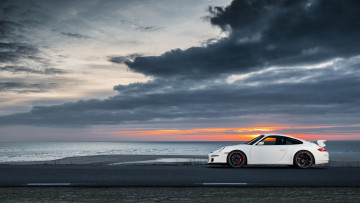 Картинка автомобили porsche море 997 небо white gt3