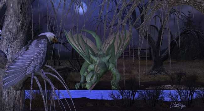 Обои картинки фото 3д графика, животные , animals, дракон, река, лес