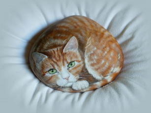 Картинка разное ремесла +поделки +рукоделие рисунок киса камень