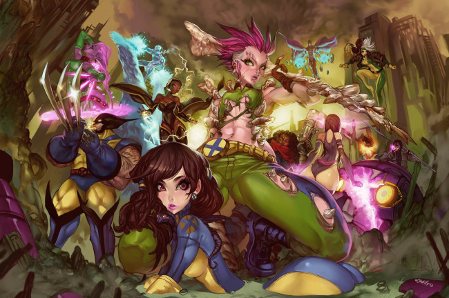 Обои картинки фото фэнтези, существа, девушки, фон, взгляд