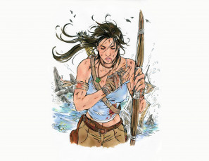 Картинка рисованное комиксы ветер фон девушка