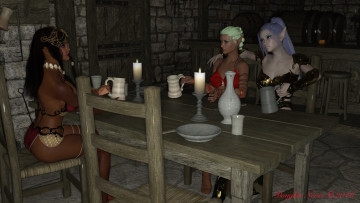 Картинка 3д+графика эльфы+ elves интерьер эльфийки взгляд фон