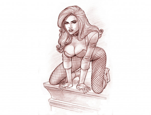 Обои картинки фото рисованное, комиксы, взгляд, скетч, фон, девушка