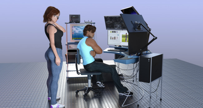 Обои картинки фото 3д графика, люди , people, взгляд, девушка, парень, фон