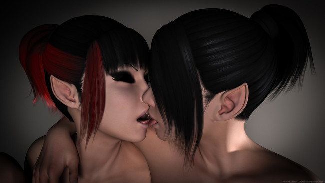 Обои картинки фото 3д графика, эльфы , elves, взгляд, эльфийки, фон