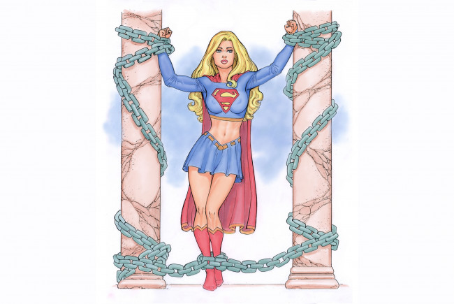 Обои картинки фото рисованное, комиксы, цепь, взгляд, фон, девушка, колонна, униформа