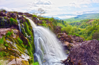 Картинка природа водопады водопад река лес