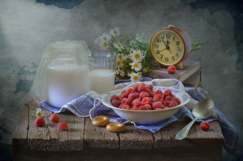 Картинка еда натюрморт будильник лето конкурс малина