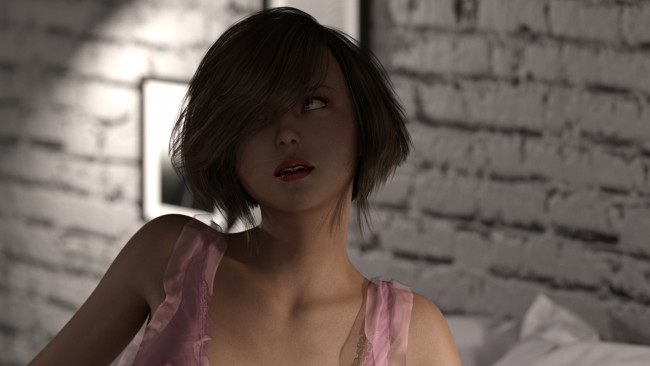 Обои картинки фото 3д графика, портрет , portraits, взгляд, девушка, фон