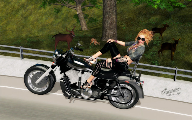 Обои картинки фото 3д графика, люди-авто, мото , people- car ,  moto, взгляд, девушка, фон