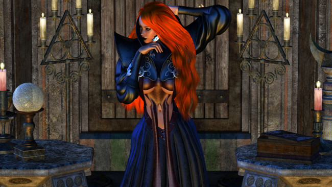 Обои картинки фото 3д графика, фантазия , fantasy, девушка, фон, платье