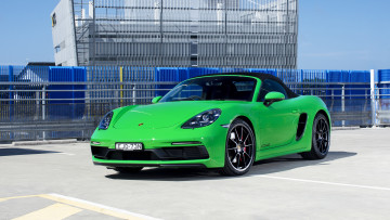 Картинка автомобили porsche 718 boxster gts4 зеленый купе порше