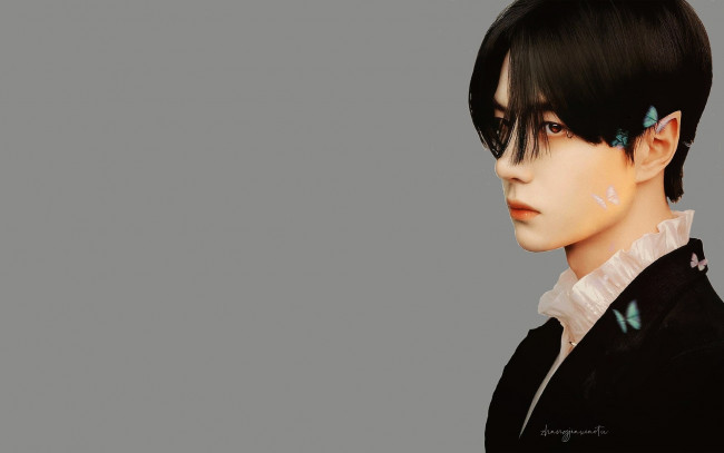 Обои картинки фото фэнтези, эльфы, лицо, эльф, бабочки