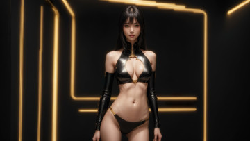 Картинка 3д+графика люди+ people girl fantasy android art cyberpunk asian
