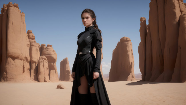 Обои картинки фото 3д графика, люди , people, girl, desert, art, sands, day, digital, stable, diffusion, neuronet