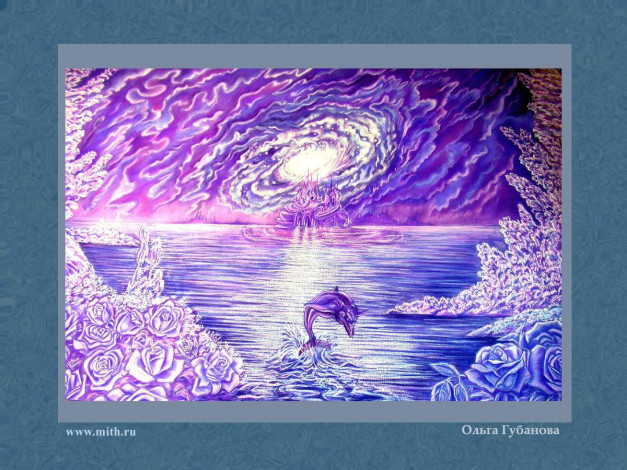 Обои картинки фото рисованные, ольга, губанова, дельфин