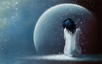 Картинка фэнтези девушки планета