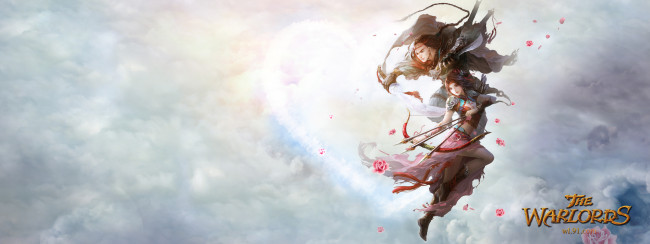 Обои картинки фото видео, игры, the, warlords, парень, девушка, полёт, розы, лук