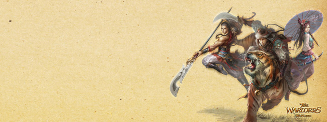 Обои картинки фото видео, игры, the, warlords, воины, зонт, девушка, тигр