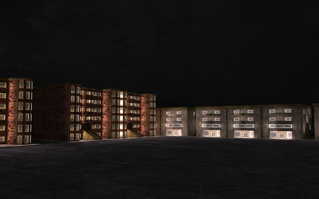 Обои картинки фото 3д, графика, architecture, архитектура, тёмный, дома