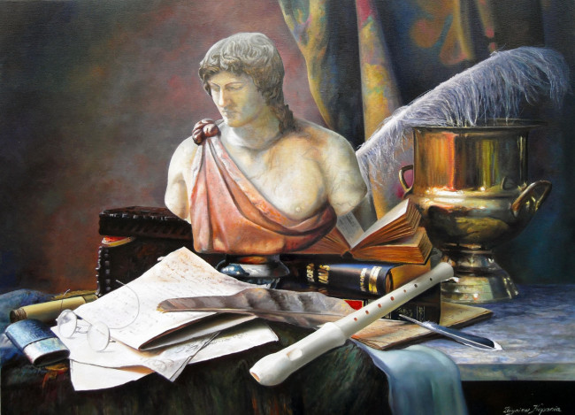 Обои картинки фото рисованные, zbigniew, kopania, бюст, перо