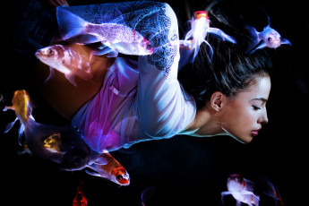 Картинка разное компьютерный дизайн девушка рыбки