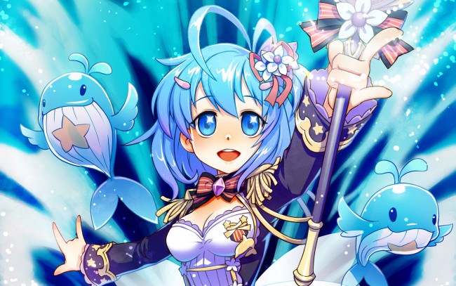 Обои картинки фото sword, girls, аниме, дельфины