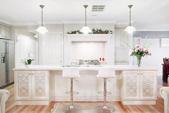 Обои картинки фото интерьер, кухня, белый