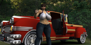 Картинка автомобили 3d+car&girl девушка автомобиль взгляд