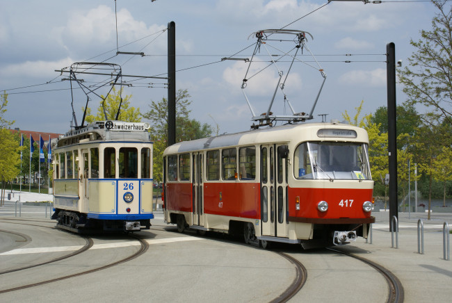 Обои картинки фото техника, трамваи, трамвай, рельсы, улица, город