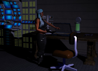 Картинка 3д+графика фантазия+ fantasy взгляд девушка стол фон