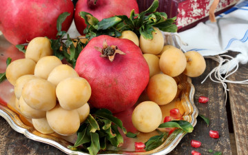 Картинка еда фрукты +ягоды гранат сливы алыча