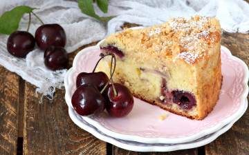 Картинка еда пироги вишня выпечка десерт пирог