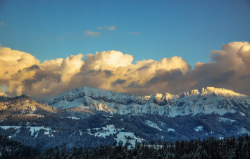 Картинка природа горы панорама облака