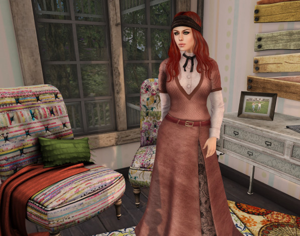 Обои картинки фото 3д графика, люди , people, фон, взгляд, девушка, рыжая, интерьер