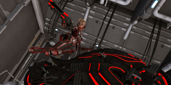 Обои картинки фото 3д графика, фантазия , fantasy, взгляд, девушка, оружие, фон