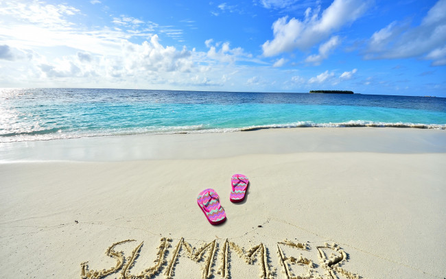 Обои картинки фото природа, тропики, песок, волны, summer, берег, пляж, море, sand, paradise, shore, sea, blue, beach
