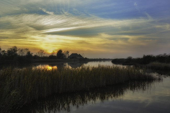 Обои картинки фото природа, восходы, закаты, сумерки, река