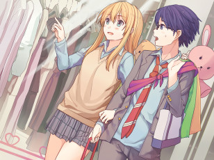 обоя аниме, shigatsu wa kimi no uso, твоя, апрельская, ложь