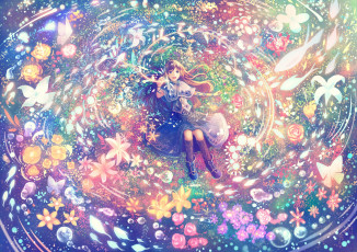 Картинка аниме магия +колдовство +halloween девушка