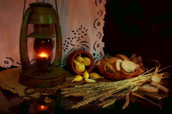 Картинка разное компьютерный+дизайн лук натюрморт пшеница лампа хлеб деревенская еда керосинка