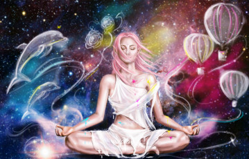 Картинка фэнтези эльфы девушка фон медитация эльф