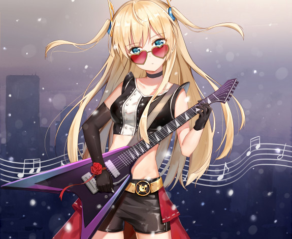 Обои картинки фото аниме, музыка, девушка