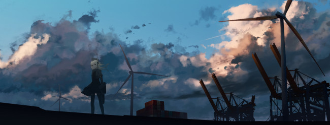 Обои картинки фото аниме, оружие,  техника,  технологии, девушка