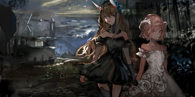 Обои картинки фото аниме, животные,  существа, девушки