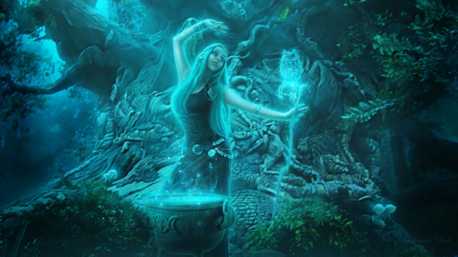 Обои картинки фото фэнтези, магия, девушка, ведьма, арт